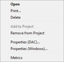 Project Window / Folder view Details pane Right-click Shortcut Menu